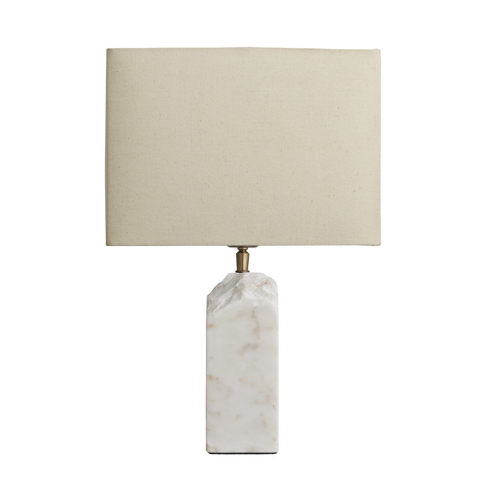 Marble Medium Ridge Table Lamp with Base and Natural Cotton Rectangle Empire Shade in Medium, Industville MA-M-RITL-W-EM-M-NC