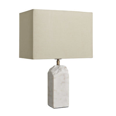 Marble Medium Ridge Table Lamp with Base and Natural Cotton Rectangle Empire Shade in Medium, Industville MA-M-RITL-W-EM-M-NC