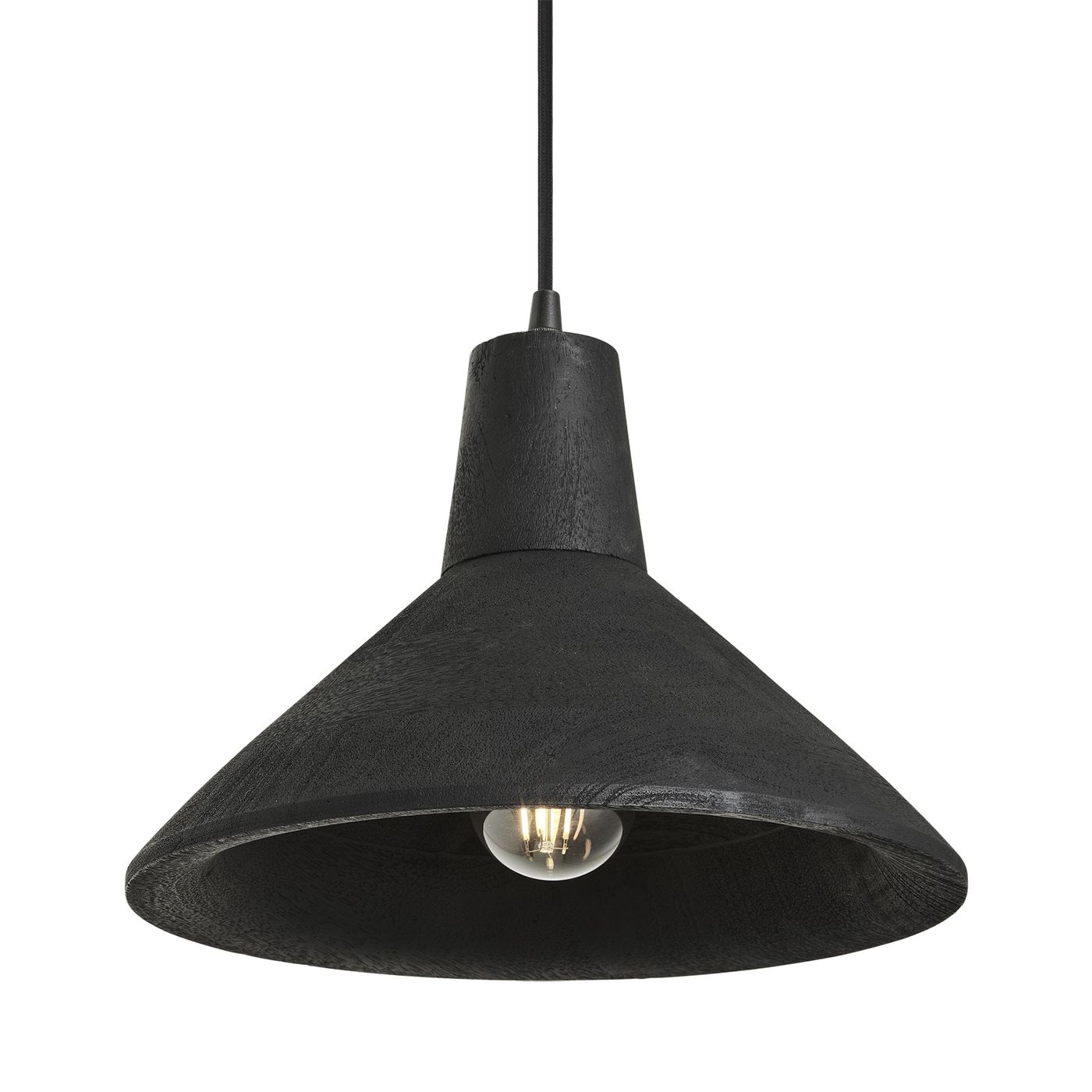 Black Maribo Wooden Pendant Light - 12 inch