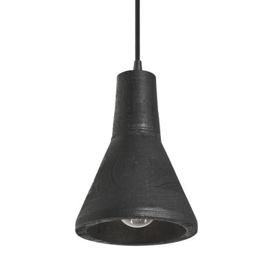 Maribo Wooden Pendant Light - 6 inch - Matt Black Lights - Industville Lighting UK
