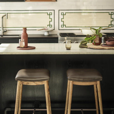 Auburn Wooden Counter Height Stool in Natural Ash Wood with Brown Leather, Product Code AU-BK-WO-CH-ST-BR