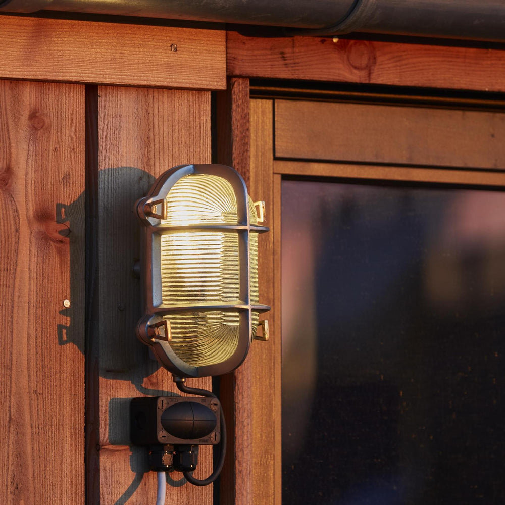 Gunmetal Bulkhead Outdoor & Bathroom Oval Wall Light in 6 Inch, Product code is BK-IP65-OWL6-GN-BSW-RB