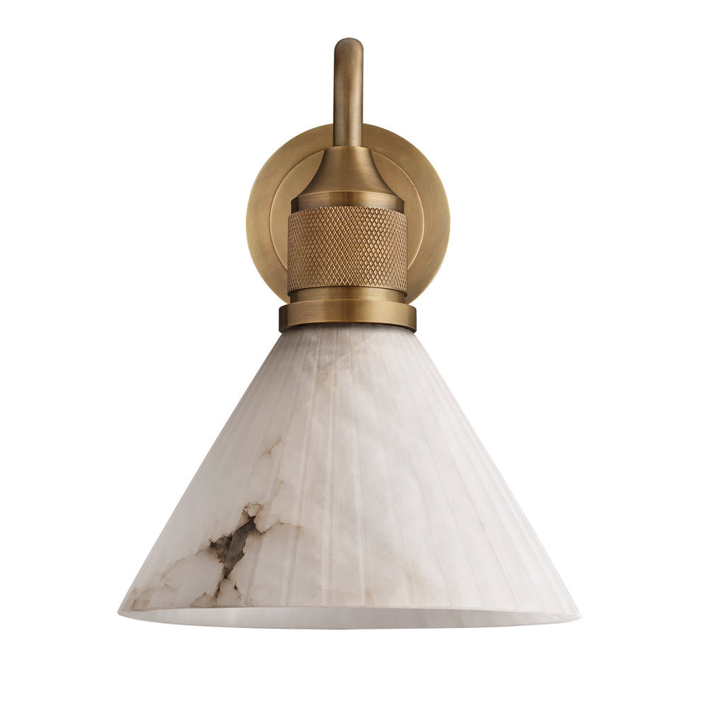 Noho Alabaster Fluted Funnel Swan Neck Wall Light with Brass Holder - 7 Inch