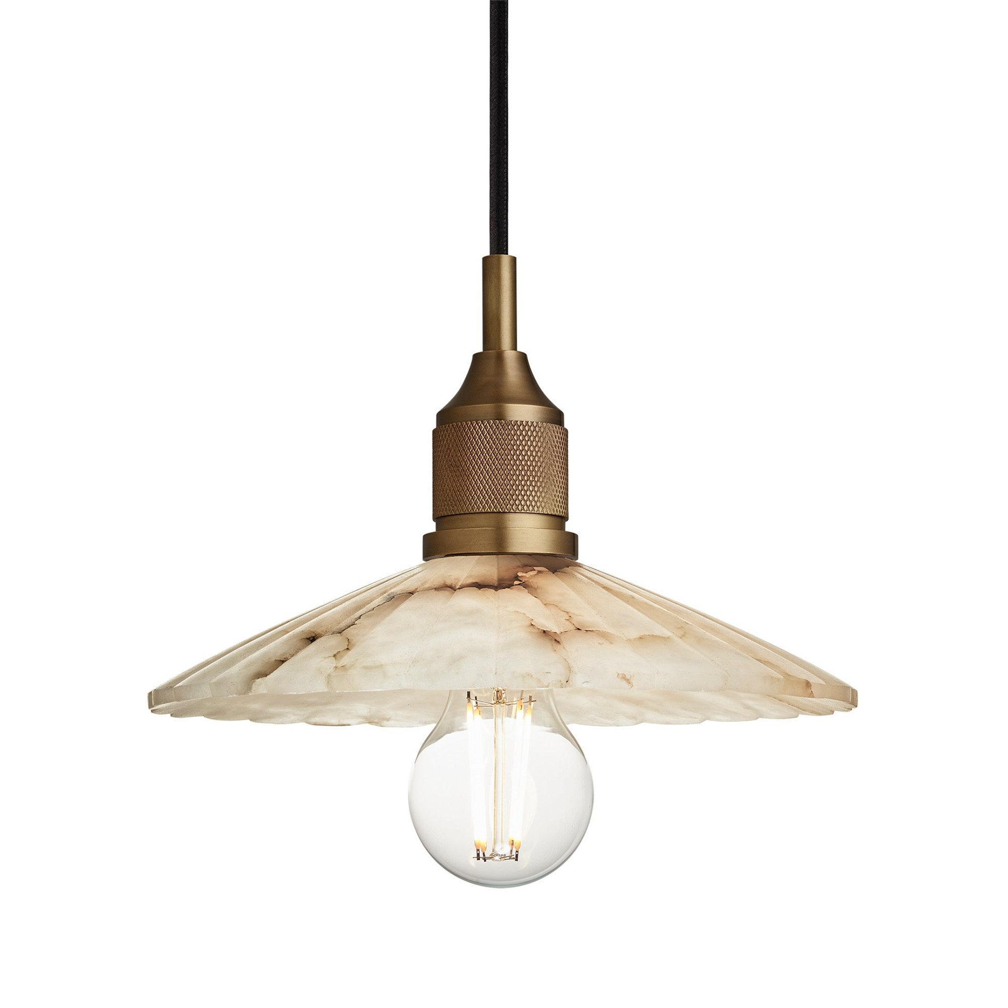 Noho Alabaster Fluted Slope Pendant Light in 9 Inch