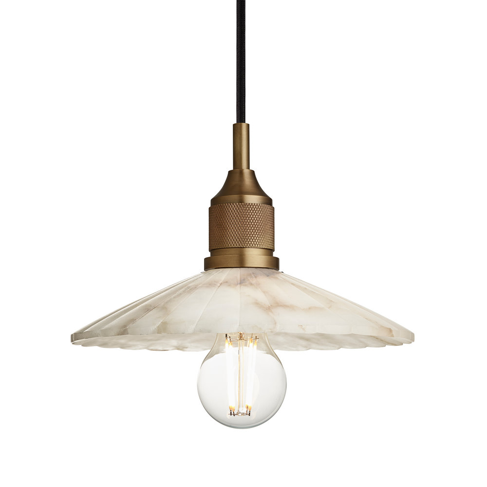 Noho Alabaster Fluted Slope Pendant Light in 9 Inch