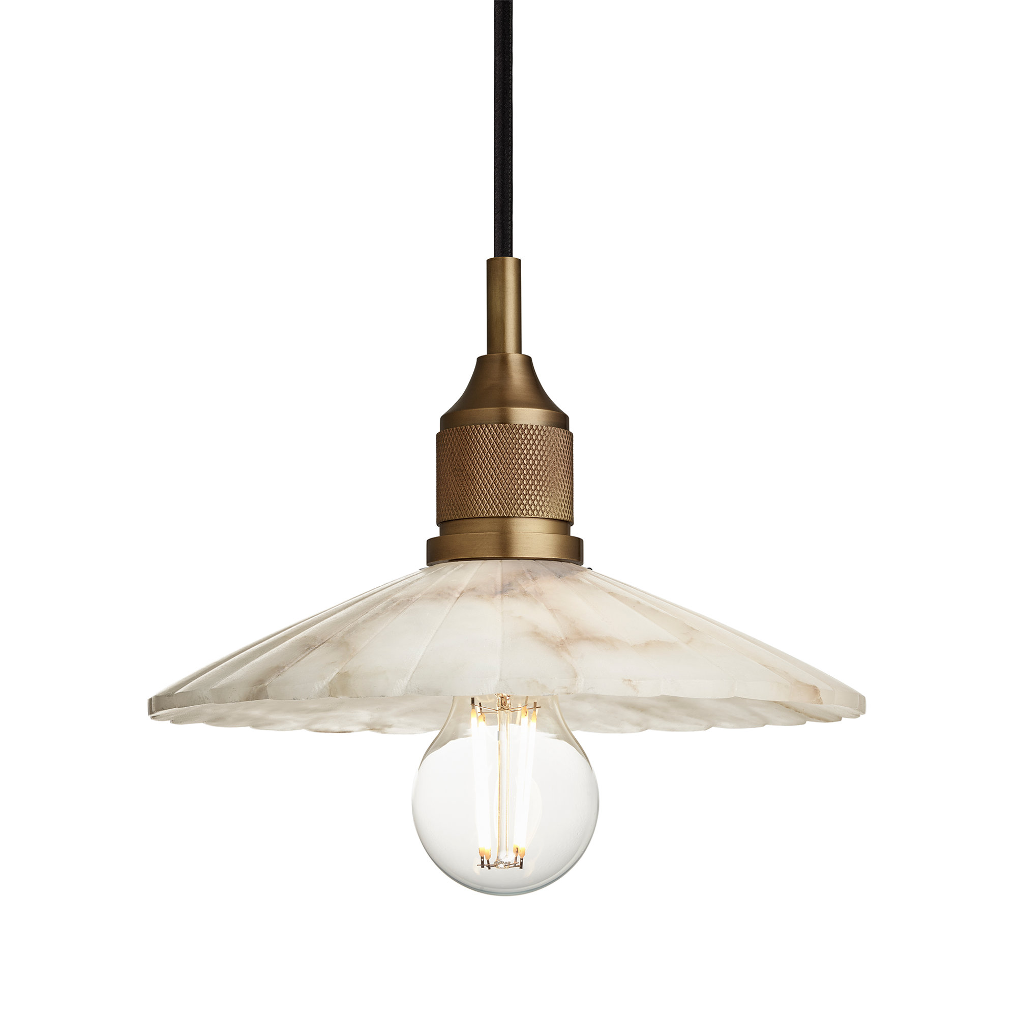 Noho Alabaster Fluted Slope Pendant Light in 9 Inch