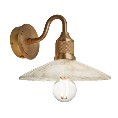 Noho Alabaster Fluted Slope Swan Neck Wall Light - 9 Inch - New In Lighting - Industville Lighting UK