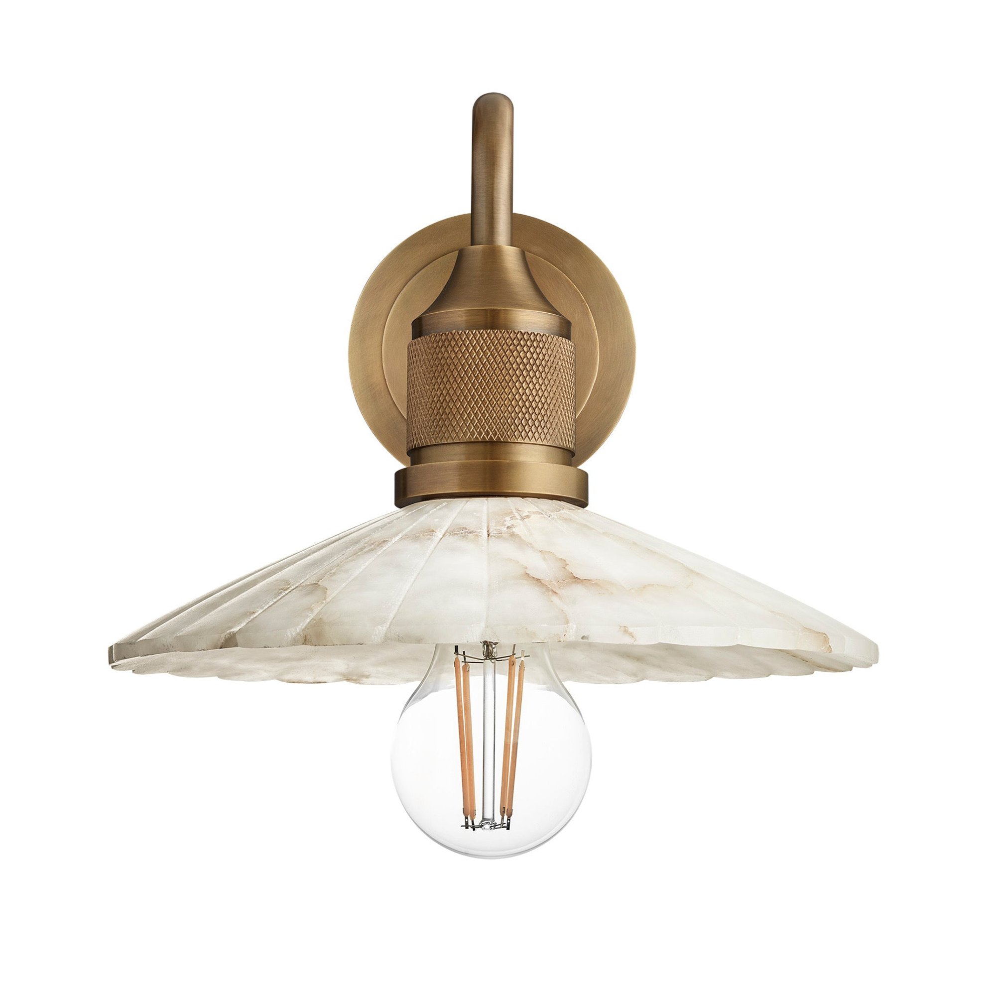 Noho Alabaster Fluted Slope Swan Neck Wall Light - 9 Inch