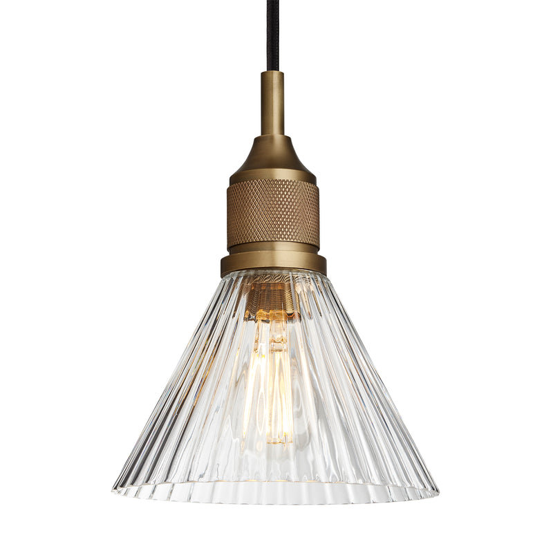 Noho Glass Ribbed Funnel Pendant Light - 7 Inch - Voucher Applicable - Industville Lighting UK