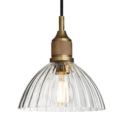 Noho Glass Ribbed Dome Pendant Light - 8 Inch - Noho Lighting - Industville Lighting UK