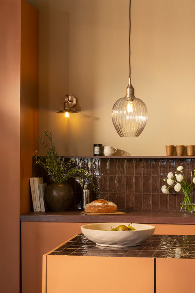 Noho Glass Ribbed Tulip Pendant Light - 9 Inch - New in Lighting & Homeware - Industville Lighting UK