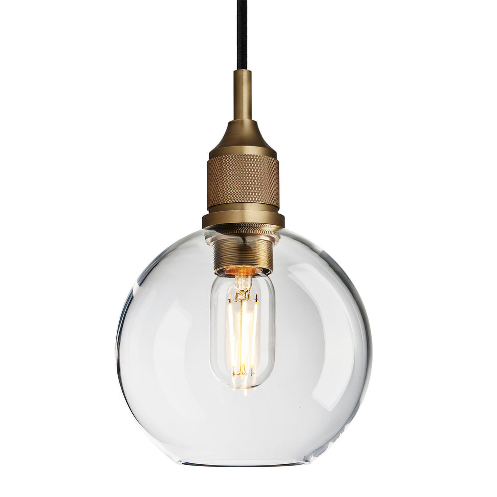 Noho Clear Glass Globe Pendant Light - 7 Inch with Brass Holder