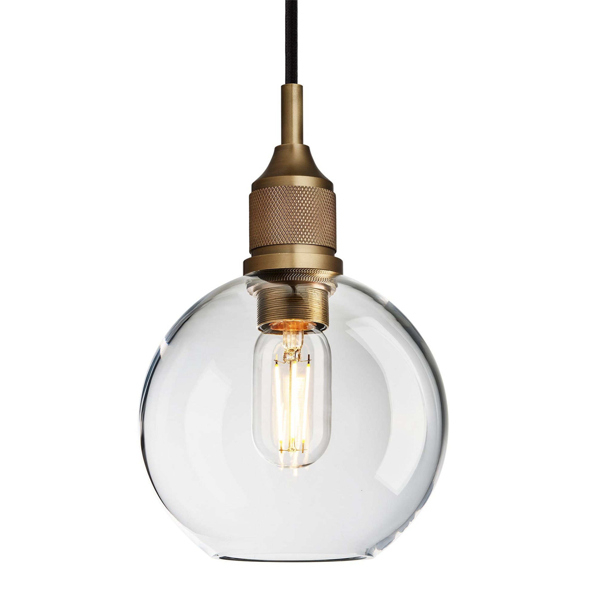 Noho Clear Glass Globe Pendant Light - 7 Inch with Brass Holder