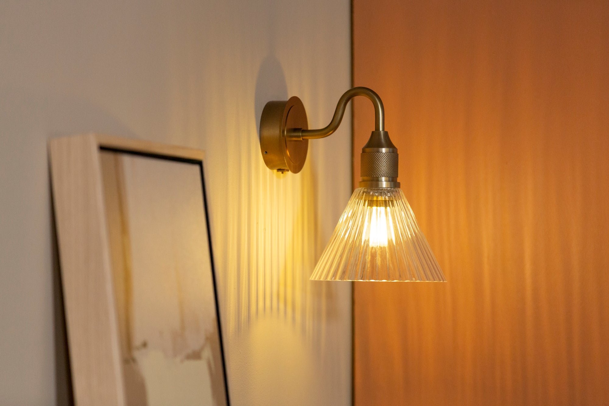 Noho Glass Funnel Swan Neck Wall Light - 7 Inch with Brass Holder