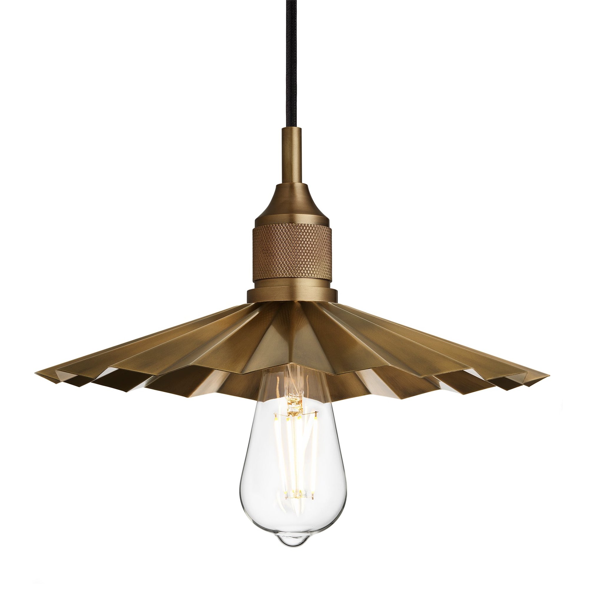Noho Pleated Slope Pendant Light - 12 Inch with Brass Holder