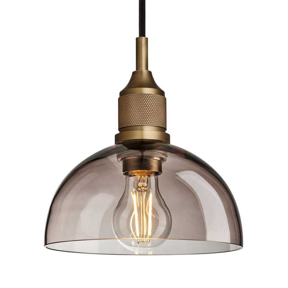 Noho Mocha Glass Dome Pendant Light - 8 Inch with Brass Holder 