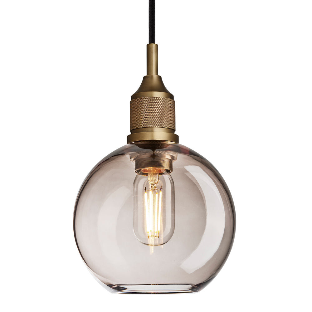 Noho Mocha Glass Globe Pendant Light - 7 Inch with Brass Holder 