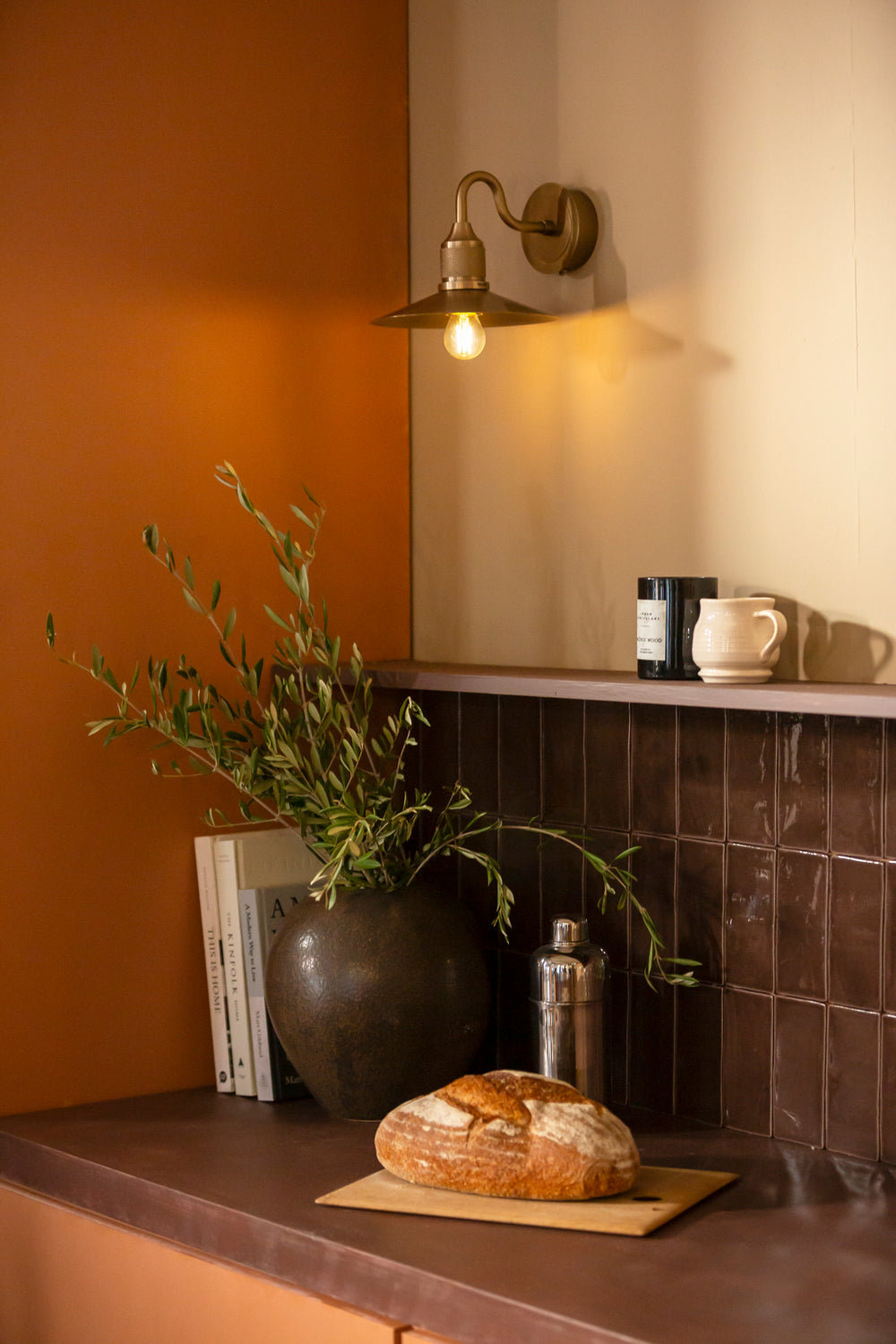 Noho Slope Swan Neck Wall Light in 8 Inch Brass finish