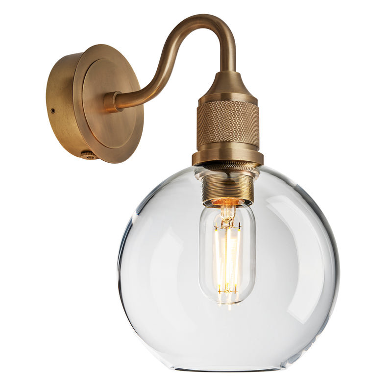 Noho Glass Globe Swan Neck Wall Light - 7 Inch - Swan Neck Wall Lights - Industville Lighting UK