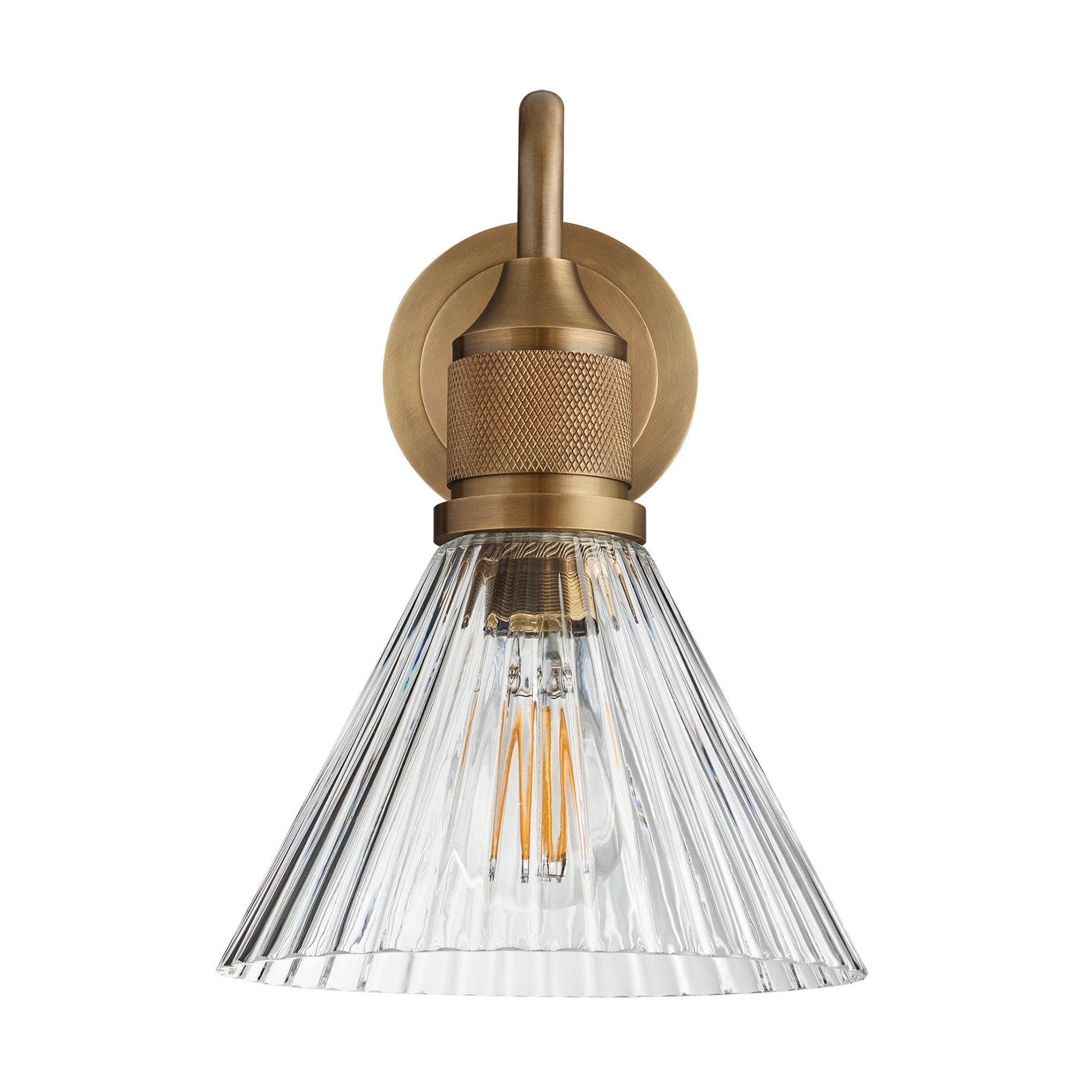 Noho Glass Funnel Swan Neck Wall Light - 7 Inch with Brass Holder