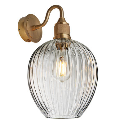 Noho Glass Ribbed Tulip Swan Neck Wall Light - 9 Inch - Modern Decorative Lighting - Industville Lighting UK