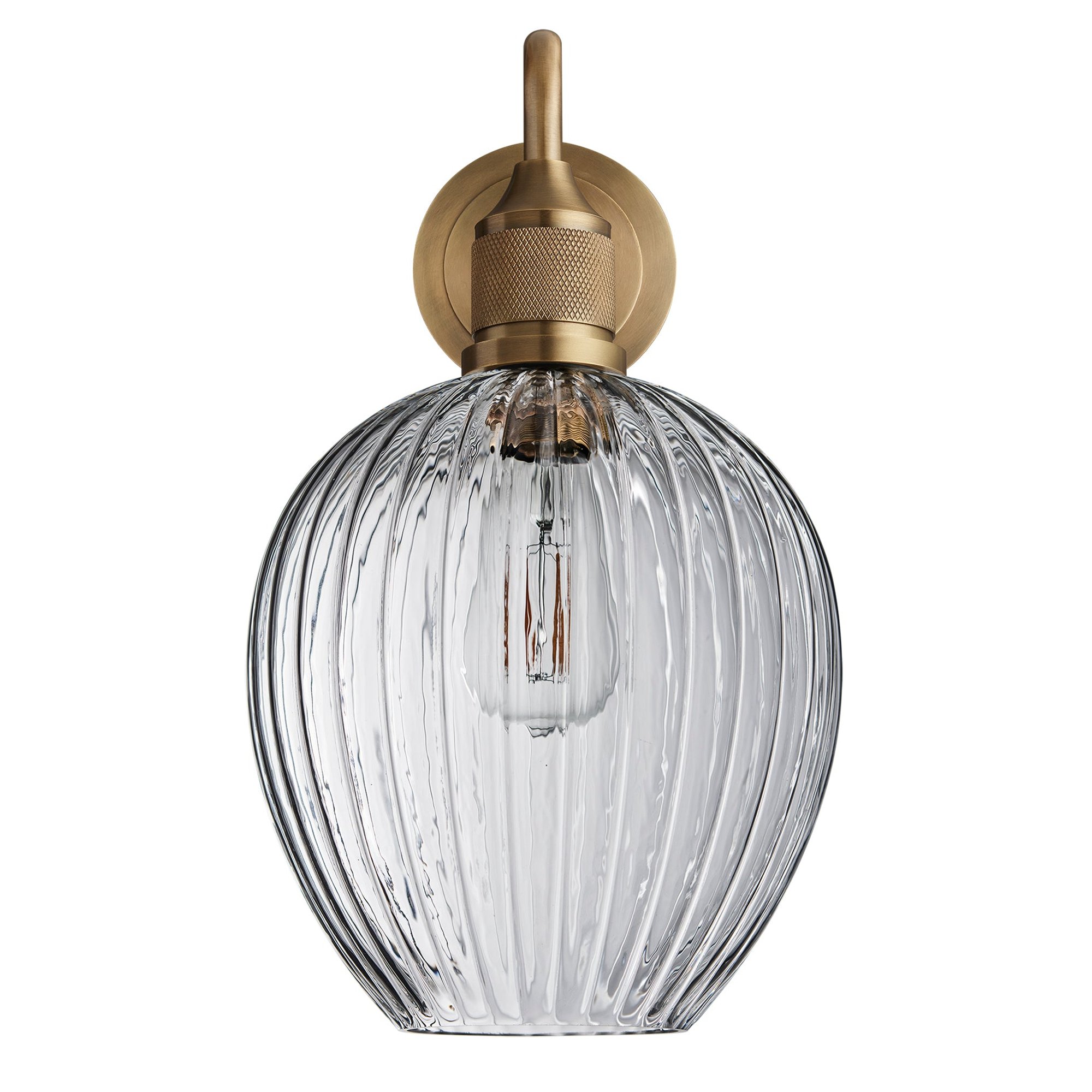 Noho Glass Tulip Swan Neck Wall Light - 9 Inch Brass Holder