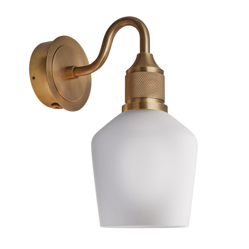 Noho Glass Schoolhouse Swan Neck Wall Light - 5.5 Inch - Opal - Vintage & Retro Wall Lights - Industville Lighting UK