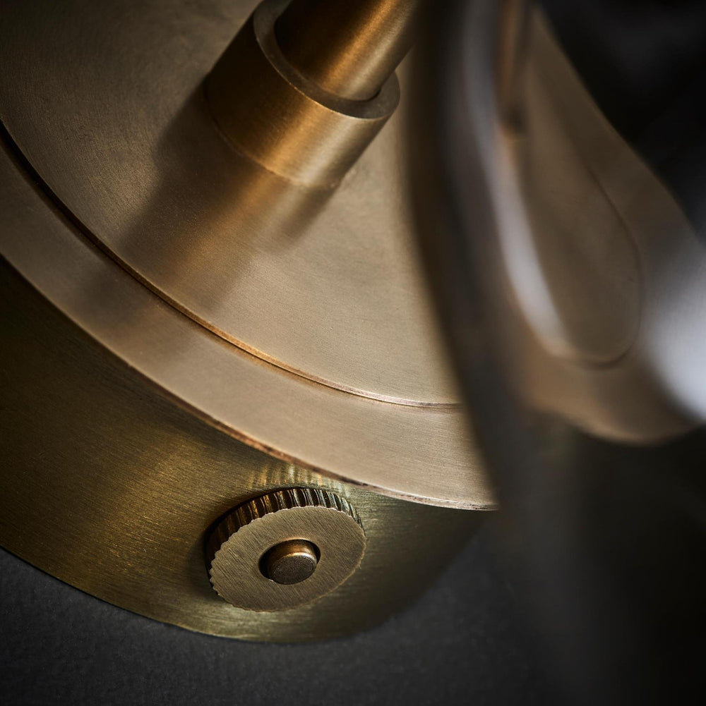 Close up of Noho Brass Swan Neck holder