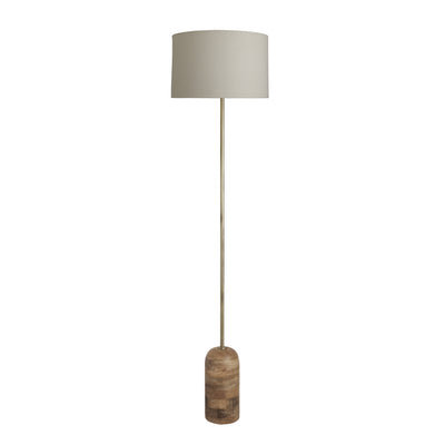 Maribo Wooden Cone Floor Lamp - Natural & Brass - Floor Lamps - Industville Lighting UK