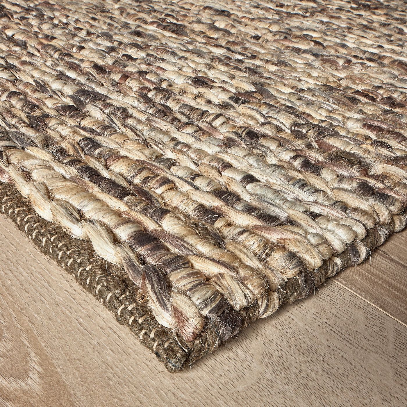 Dipton Hand Woven Jute Rug in Brown & Cream with Measurements 120 x 180 cm, Product Code RG-15-HWJ-BR-CR-M