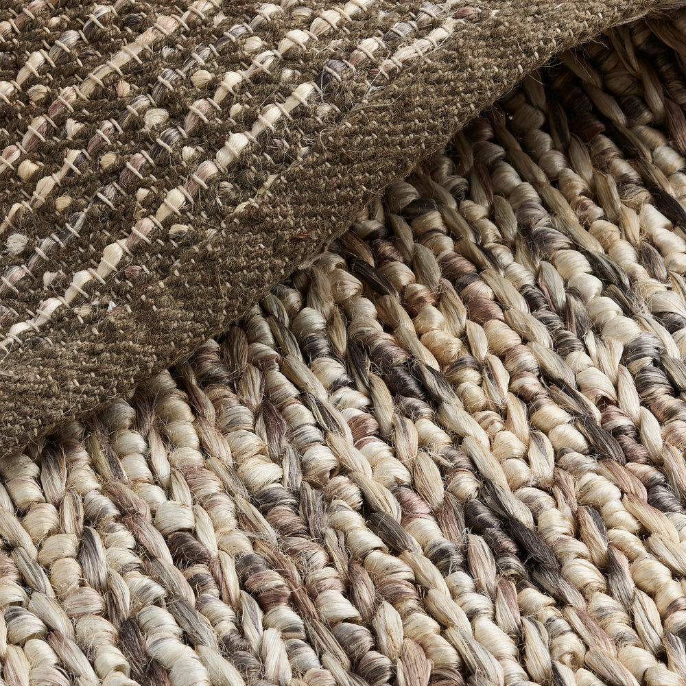 Dipton Hand Woven Jute Rug in Brown & Cream with Measurements 170 x 240 cm, Product Code RG-15-HWJ-BR-CR-L