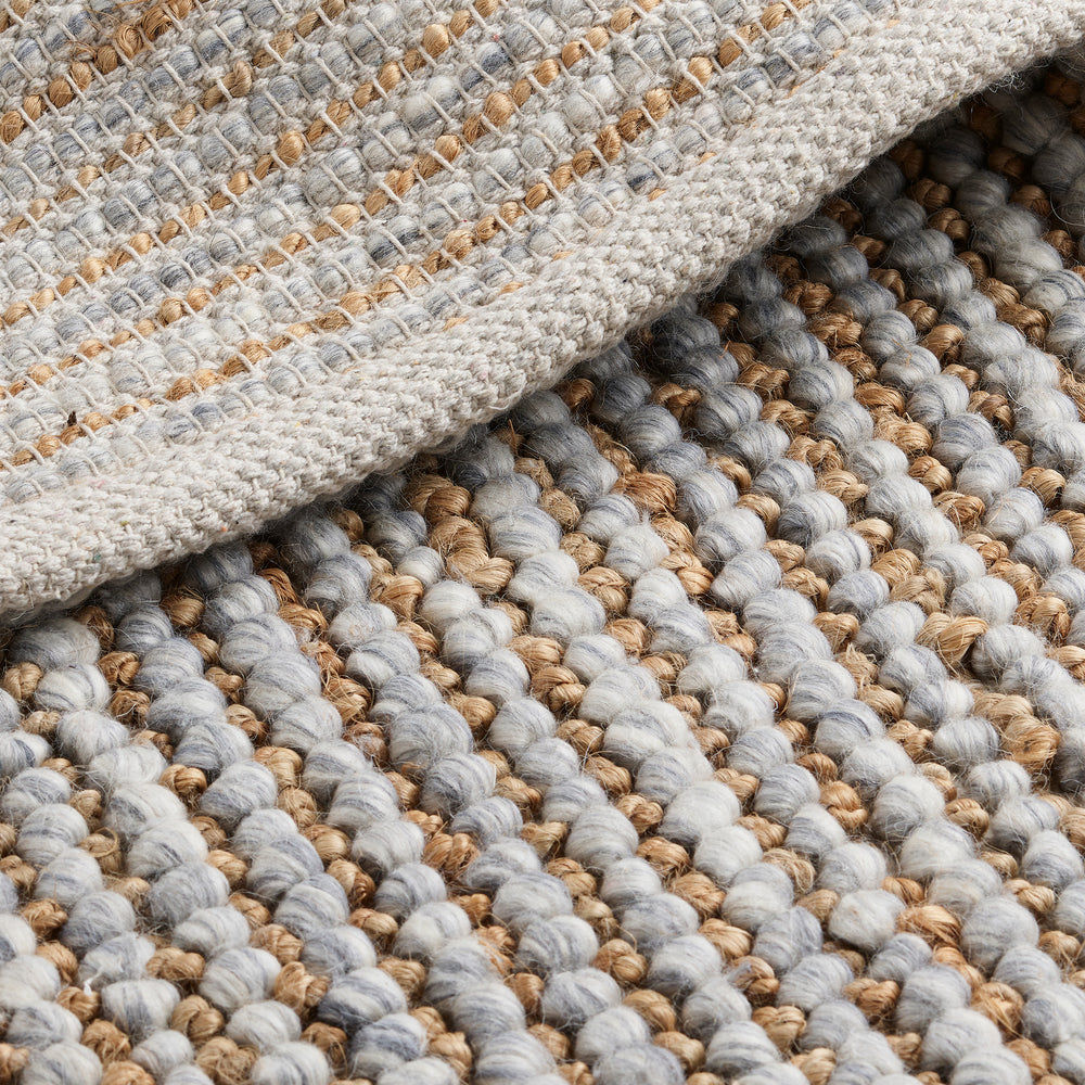 Fara Hand Woven Jute & Wool Rug in Natural & Grey with Measurements 120 x 180 cm, Product Code RG-10-HWJW-N-GR-M