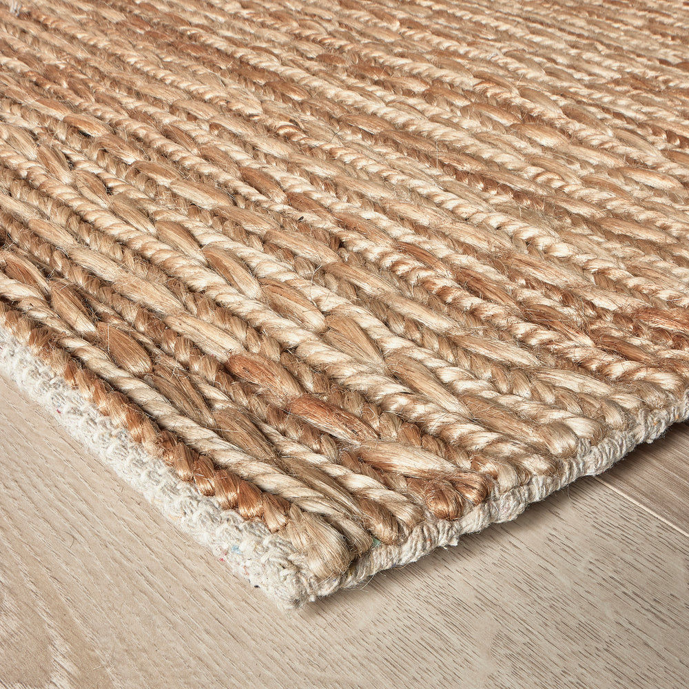 Goole Hand Woven Jute Rug in Natural & Cream with Measurements 120 x 180 cm, Product Code RG-13-HWJ-N-CR-M