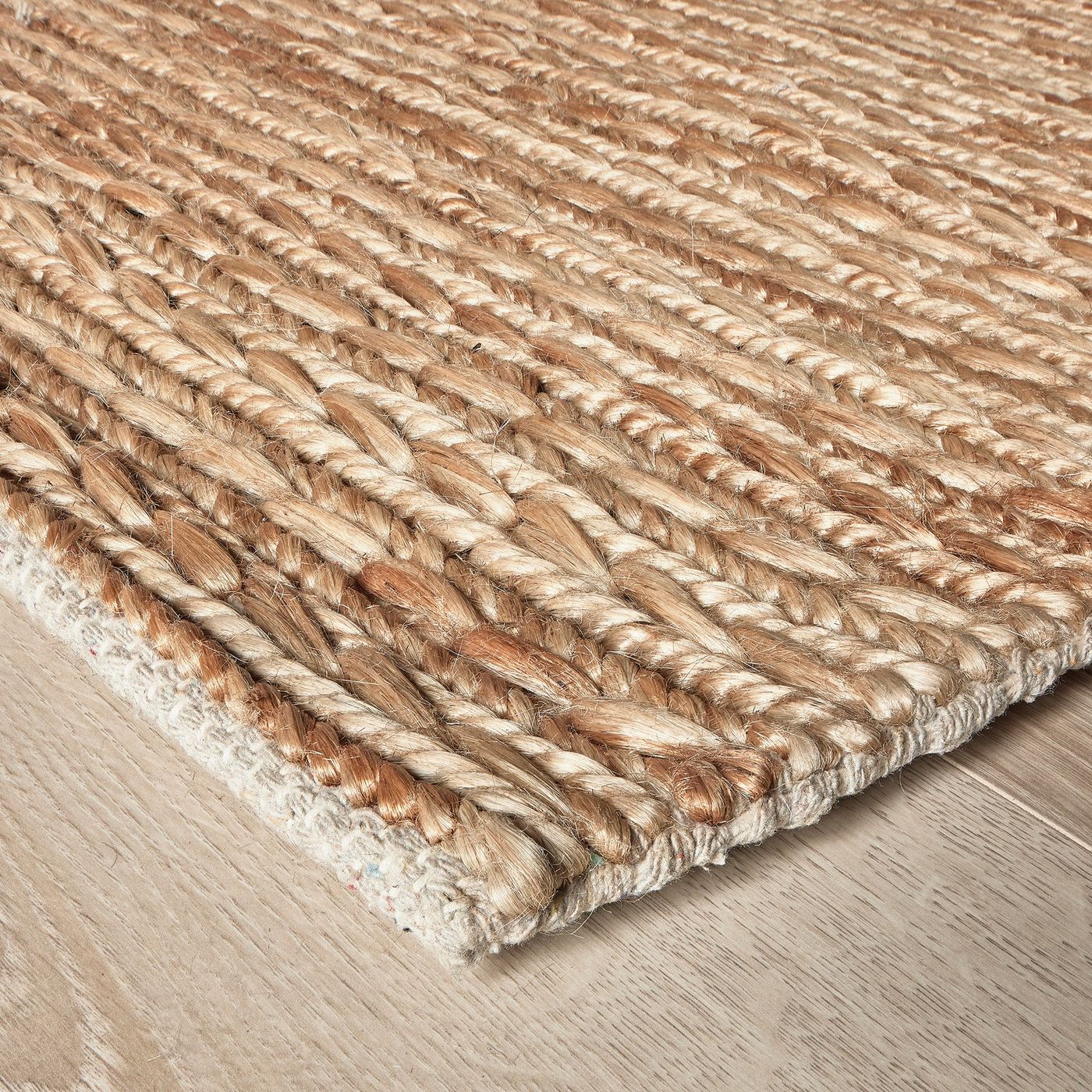 Goole Hand Woven Jute Rug in Natural & Cream with Measurements 120 x 180 cm, Product Code RG-13-HWJ-N-CR-M