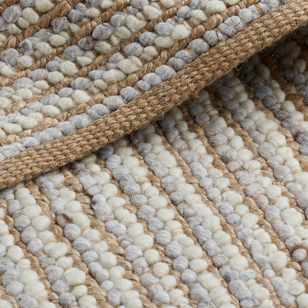 Petton Hand Woven Jute & Wool Rug in Natural & Cream with Measurements 200 x 290 cm, Product Code RG-11-HWJW-N-CR-XL