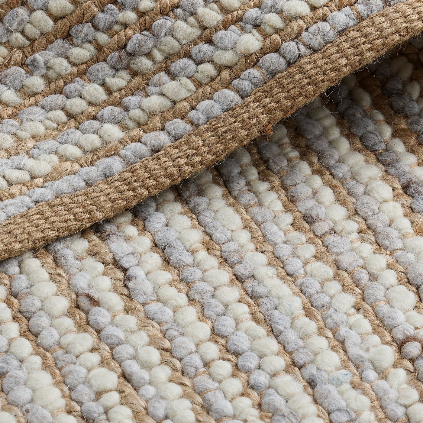 Petton Hand Woven Jute & Wool Rug in Natural & Cream with Measurements 200 x 290 cm, Product Code RG-11-HWJW-N-CR-XL