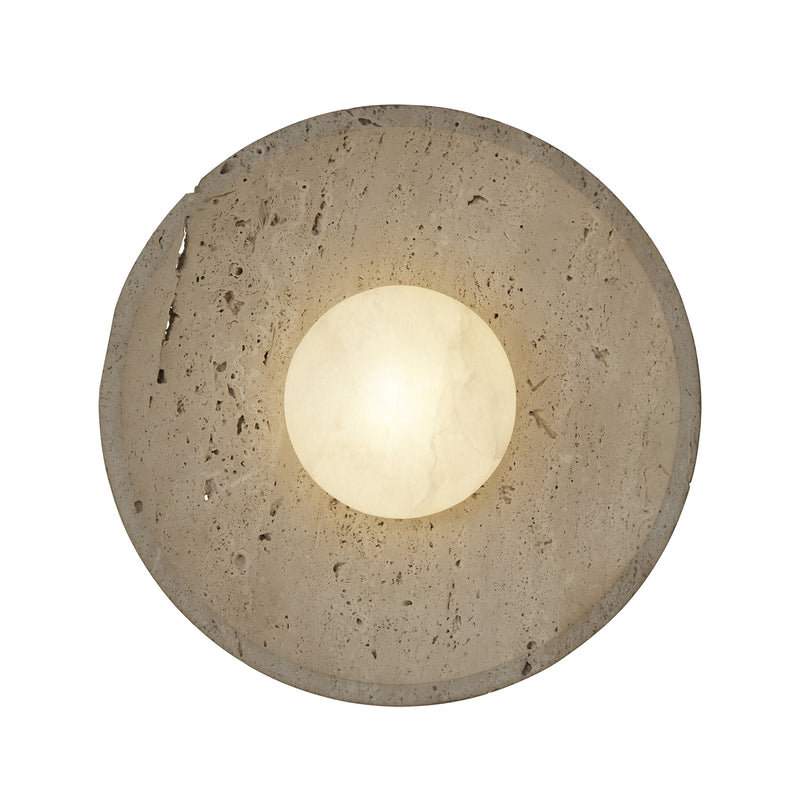 Travertine & Alabaster Stone Diffuser Wall Light - 10 inch - Natural - Modern Decorative Lighting - Industville Lighting UK