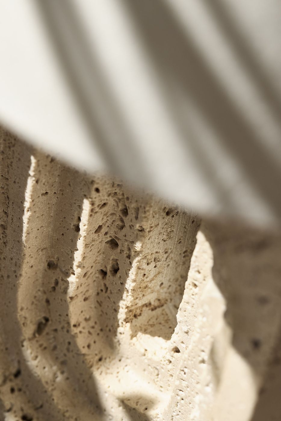 Travertine Rectangular Table Lamp - Natural & Brass - Base Only