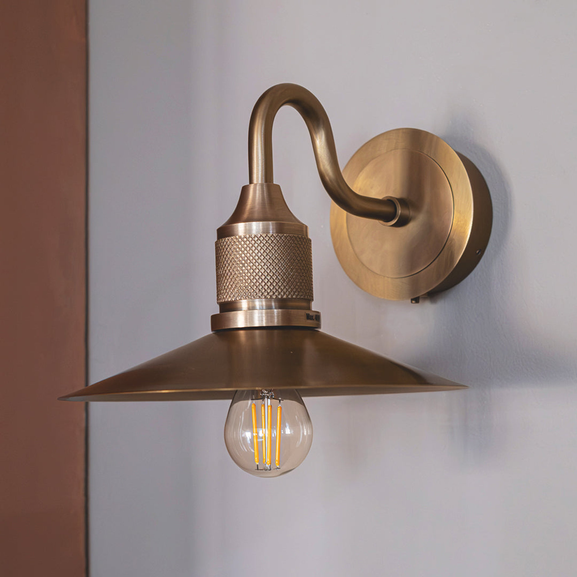 Noho Slope Swan Neck Wall Light in 8 Inch Brass finish