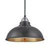 Pewter and Brass Old Factory Pendant Light with Light Pewter Holder