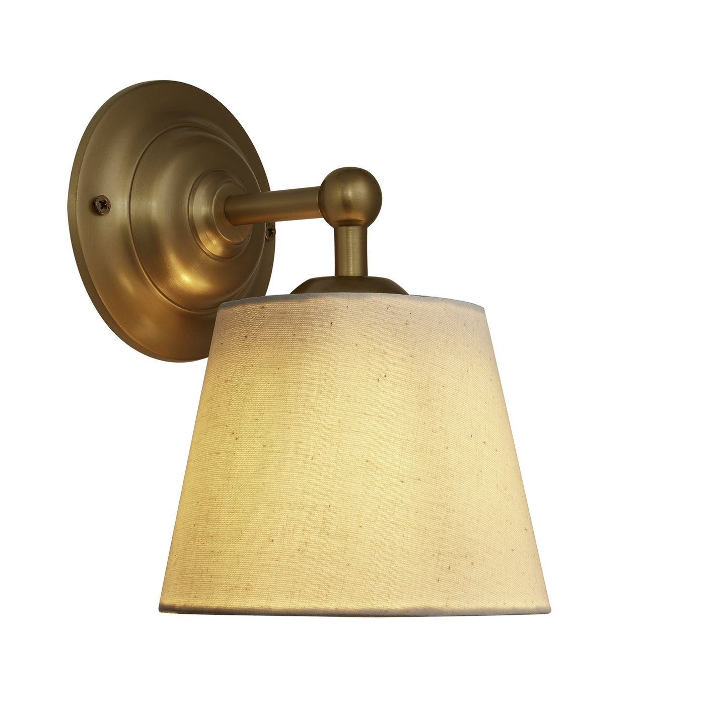 Orlando Empire Wall Light in Brass Finish with Light Natural Cotton Shade 