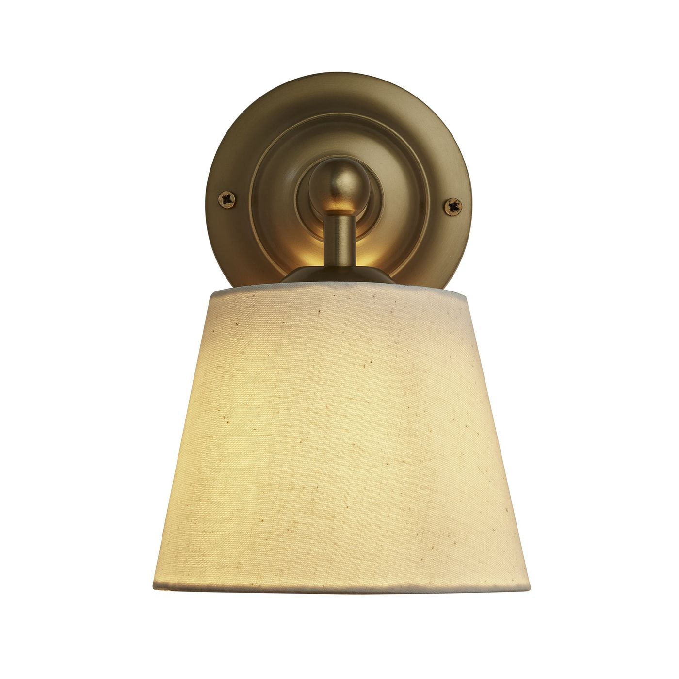 Orlando Empire Wall Light in Brass Finish with Light Natural Cotton Shade 
