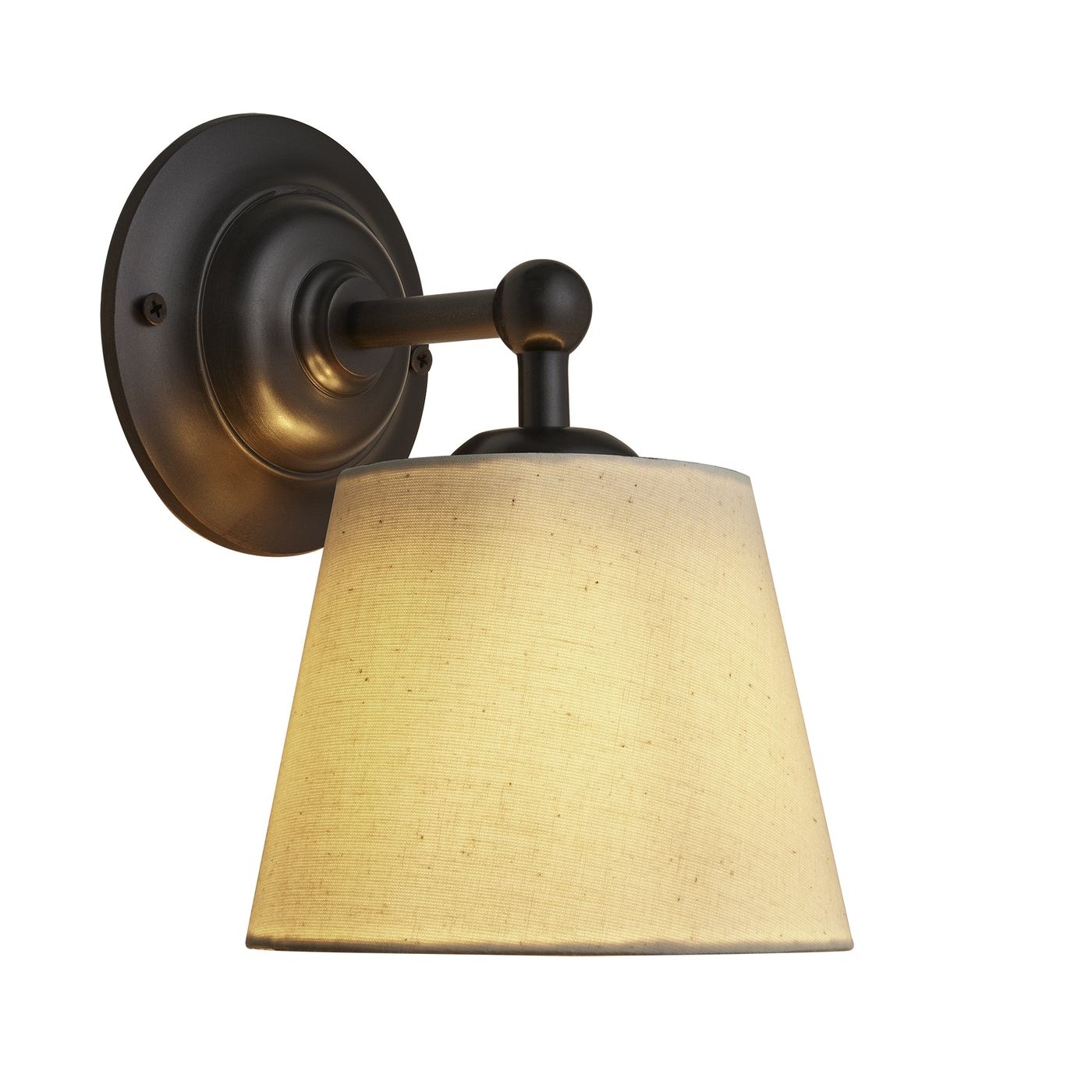 Orlando Empire Wall Light in Pewter Finish with Light Natural Cotton Shade