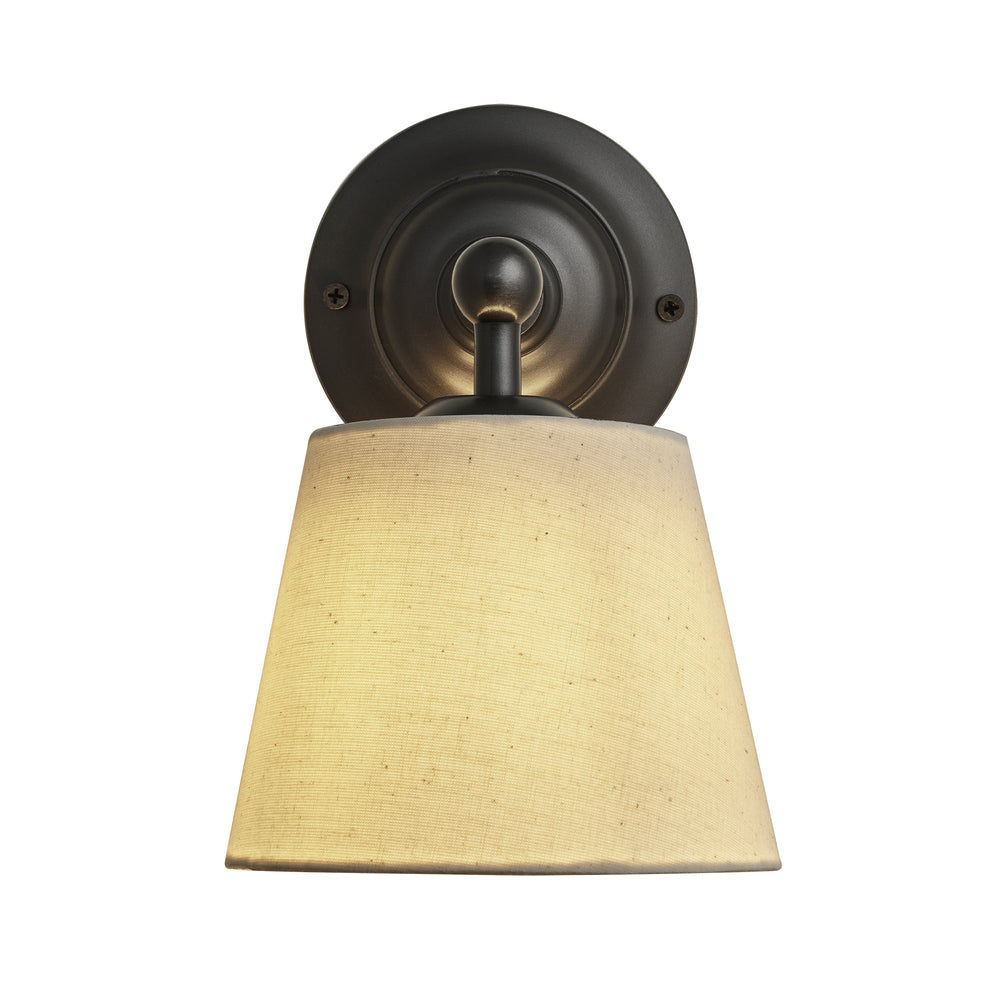 Orlando Empire Wall Light in Pewter Finish with Light Natural Cotton Shade 