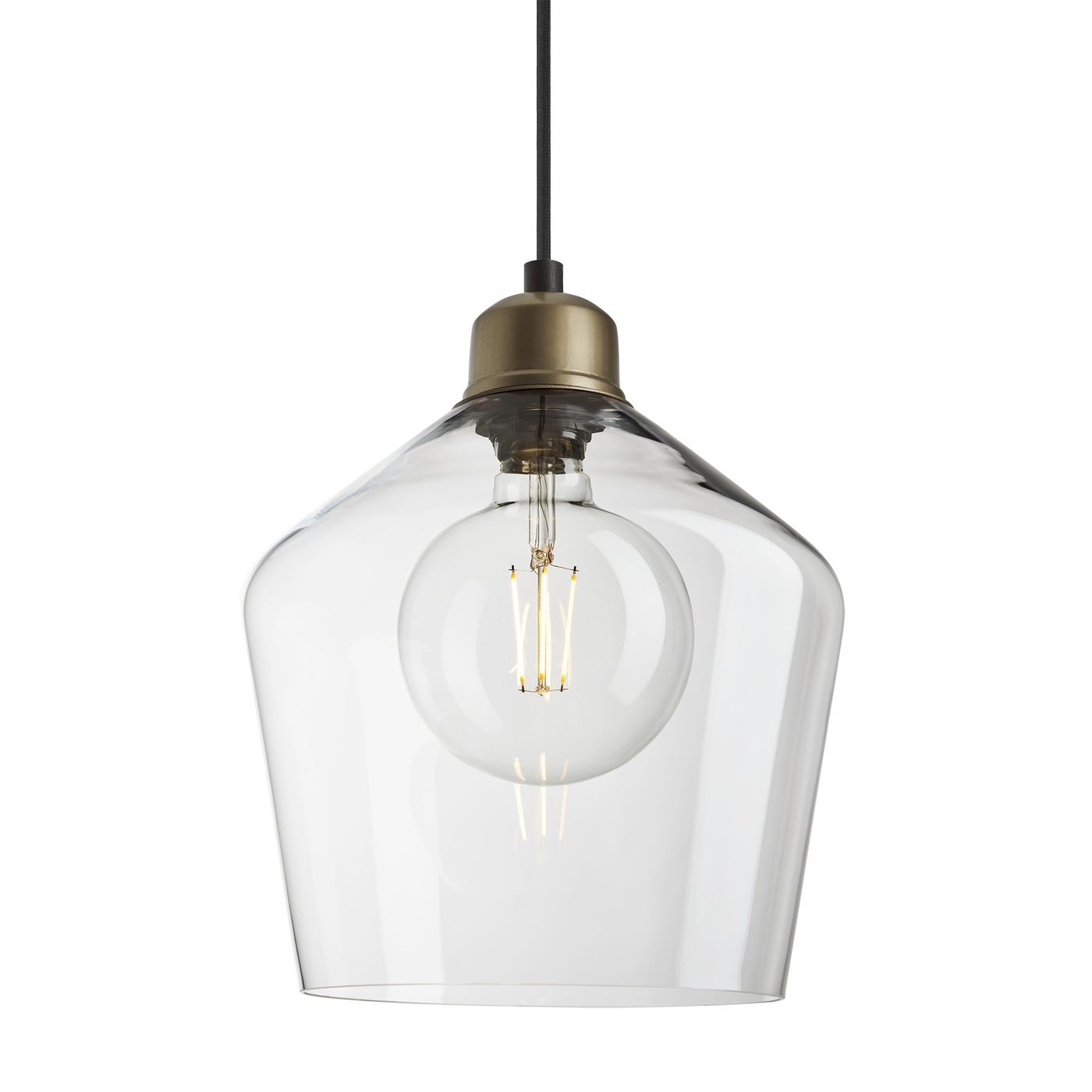 Orlando Glass Schoolhouse Pendant in 10 Inch Clear Finish with Brass Holder