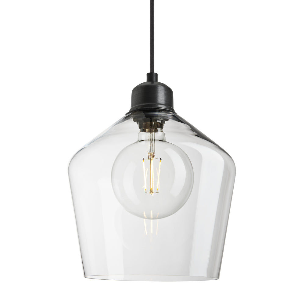 Orlando Glass Schoolhouse Pendant in 10 Inch Clear Finish with Pewter Holder