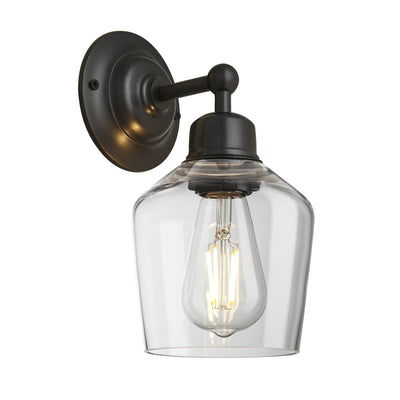 Orlando Glass Schoolhouse Wall Light in 5.5 Inch Clear Finish with Pewter Holder
