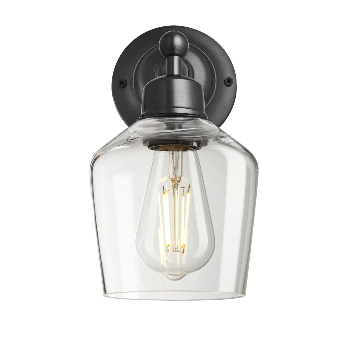 Orlando Glass Schoolhouse Wall Light in 5.5 Inch Clear Finish with Pewter Holder