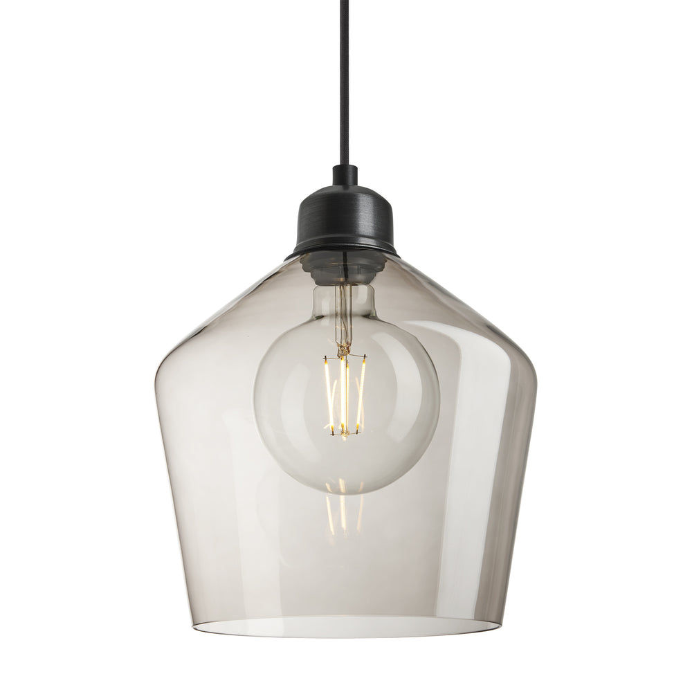 Orlando Smoked Glass Schoolhouse Pendant in 10 Inch with Pewter Holder