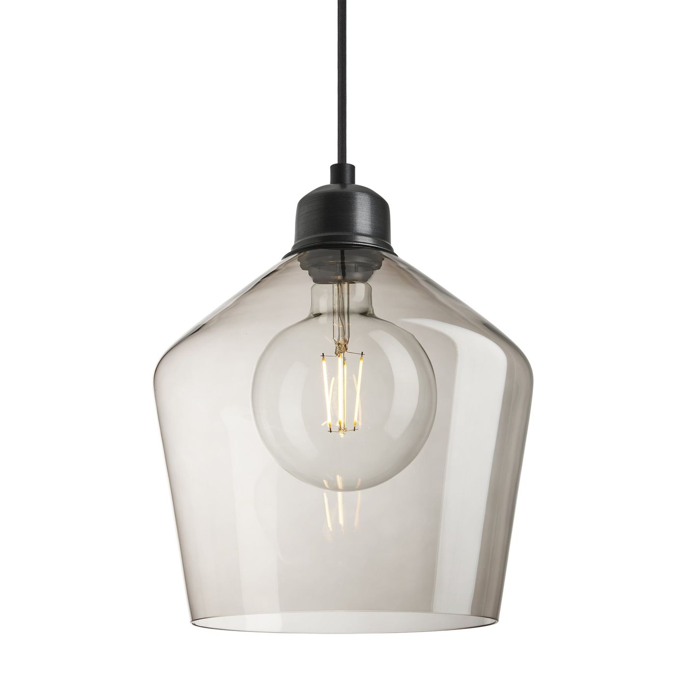 Orlando Smoked Glass Schoolhouse Pendant in 10 Inch with Pewter Holder